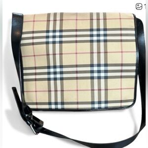 Burberry Tan and Black  large Checkered Crossbody Bag